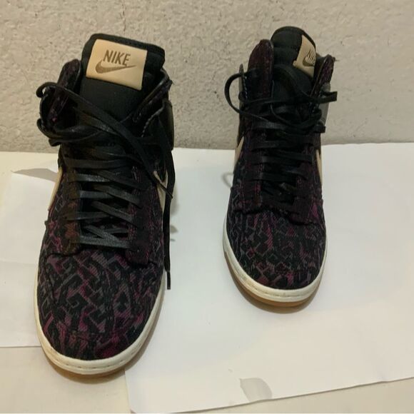 Nike Dunk Sky High Premium Hidden Wedge Womens 9.5 Black Linen Purple Tribal - Picture 3 of 11